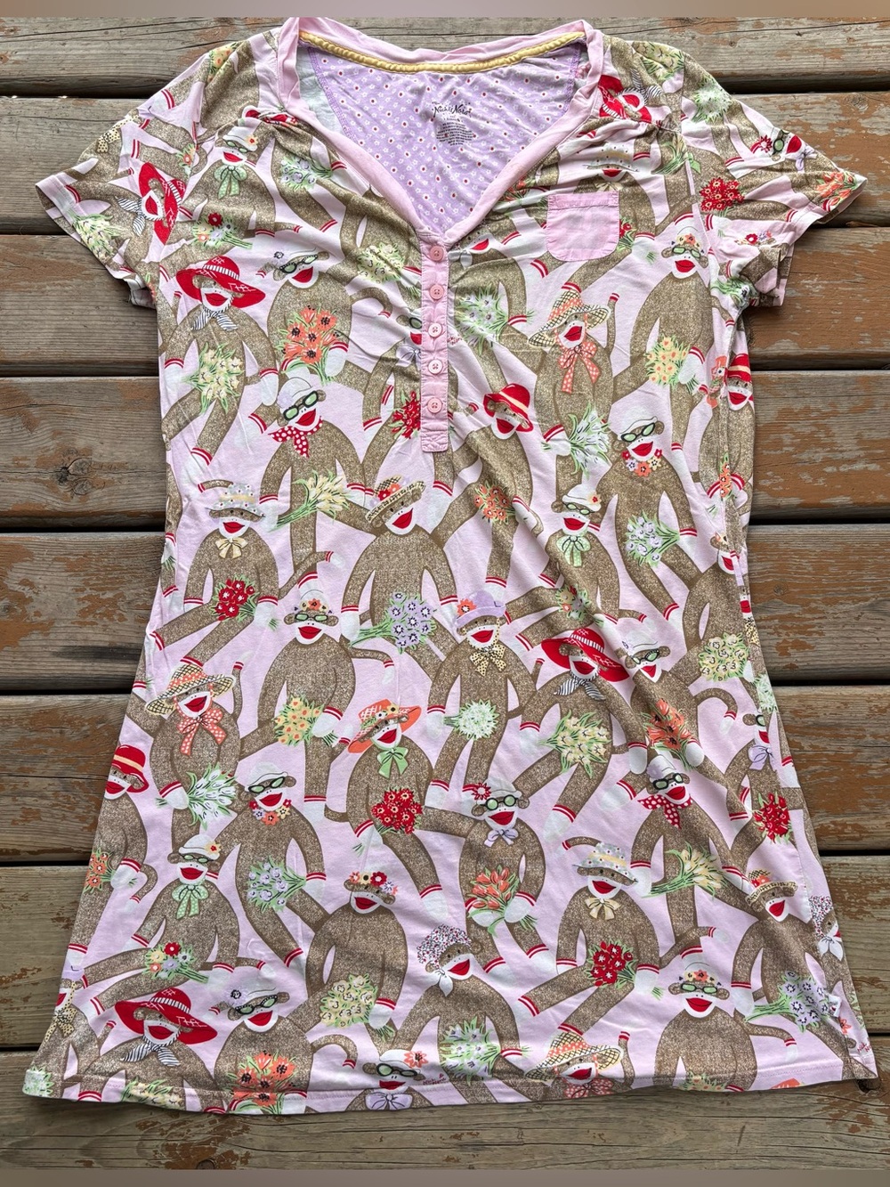 Nick & Nora Sock Monkey Nightgown - Size XXL